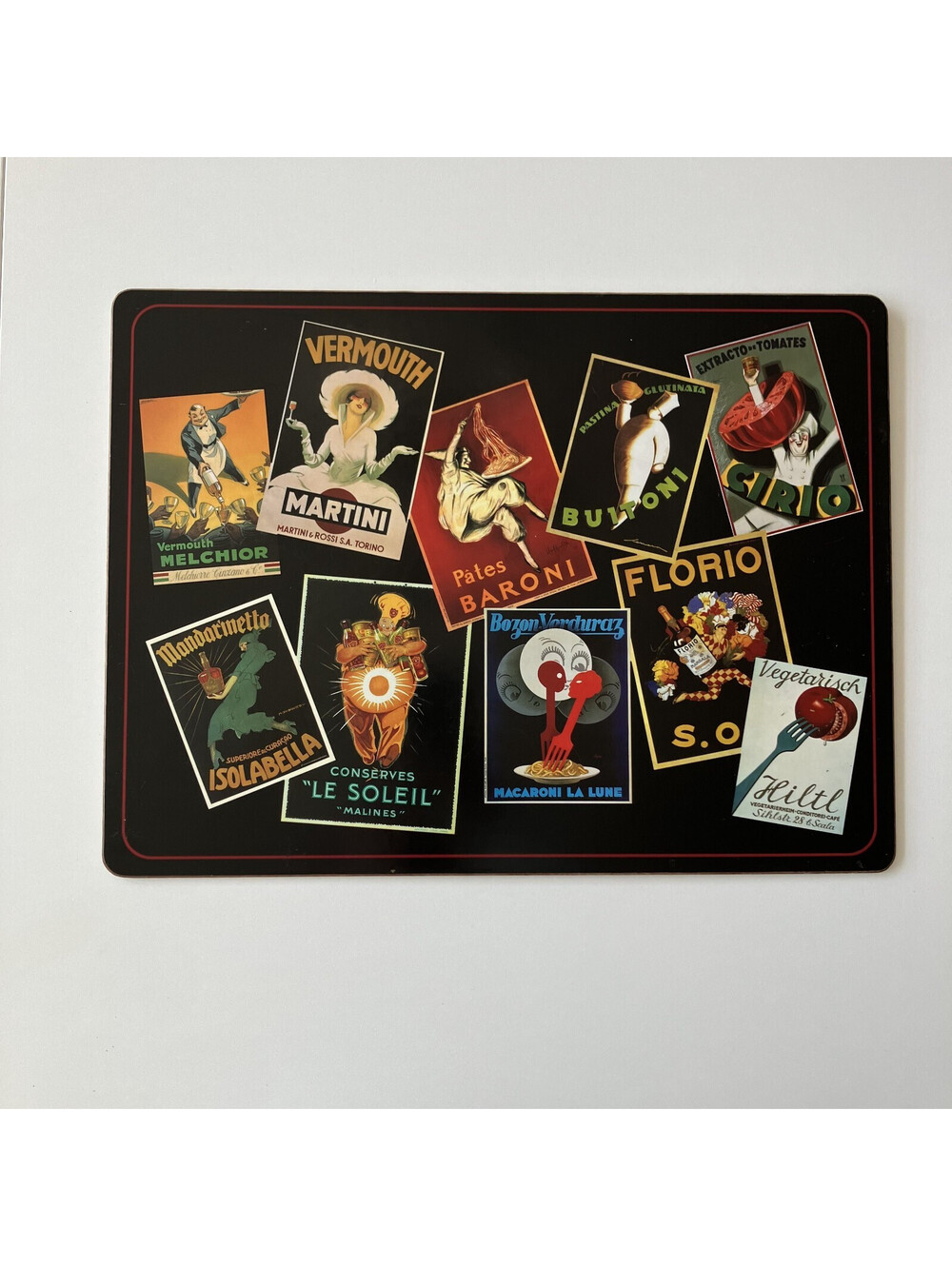 Pottery Barn Retro Vermouth & Liqueur Brand Advert Cork Back Placemat Coaster